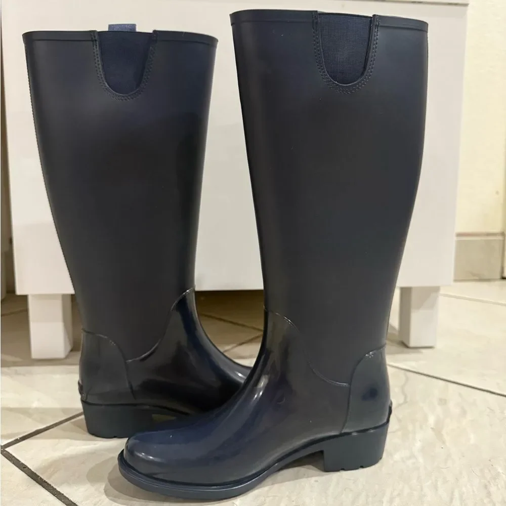 NWT Tommy Hilfiger Karissa Tall Rain Boots Navy Blue Womens Size 6